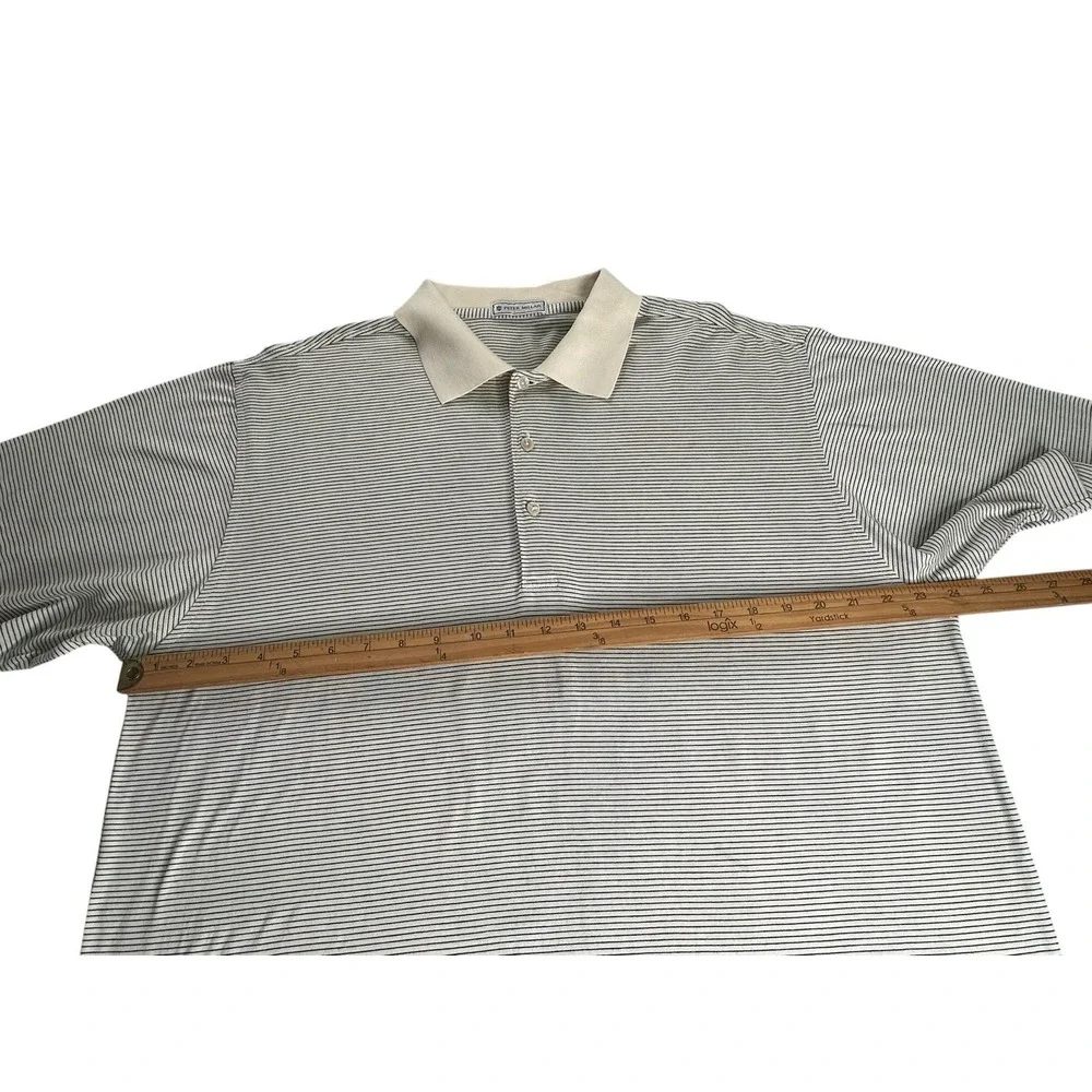 Peter Millar Men's Tan Polo Shirt Size Large Cotton Stripe